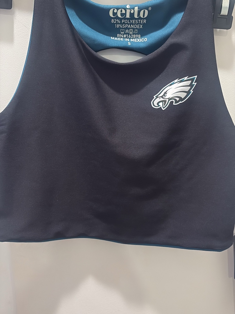 Certo Women's Black Crop Tank with Philadelphia Eagles Logo
